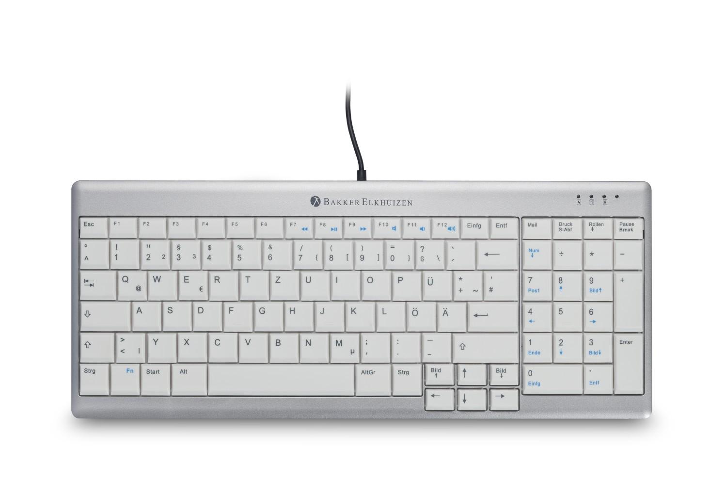 BakkerElkhuizen UltraBoard 960 Standard Compact tastiera Ufficio USB QWERTZ Svizzere Argento, Bianco
