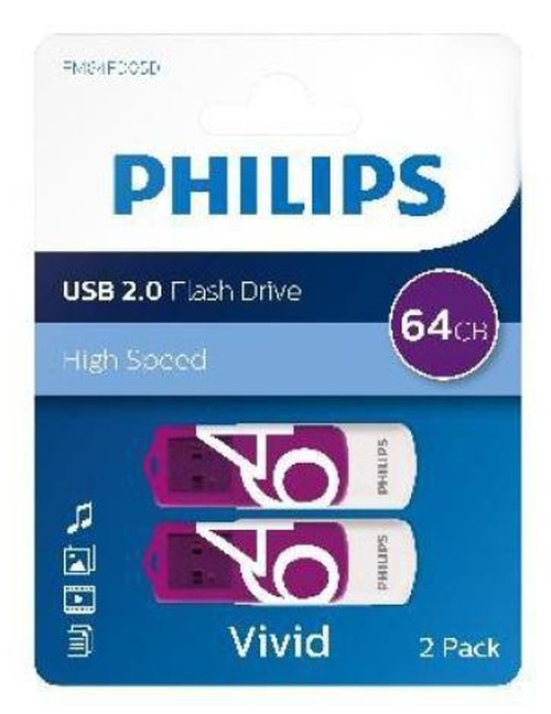 USB 2.0 2-Pack64GB Vivid...