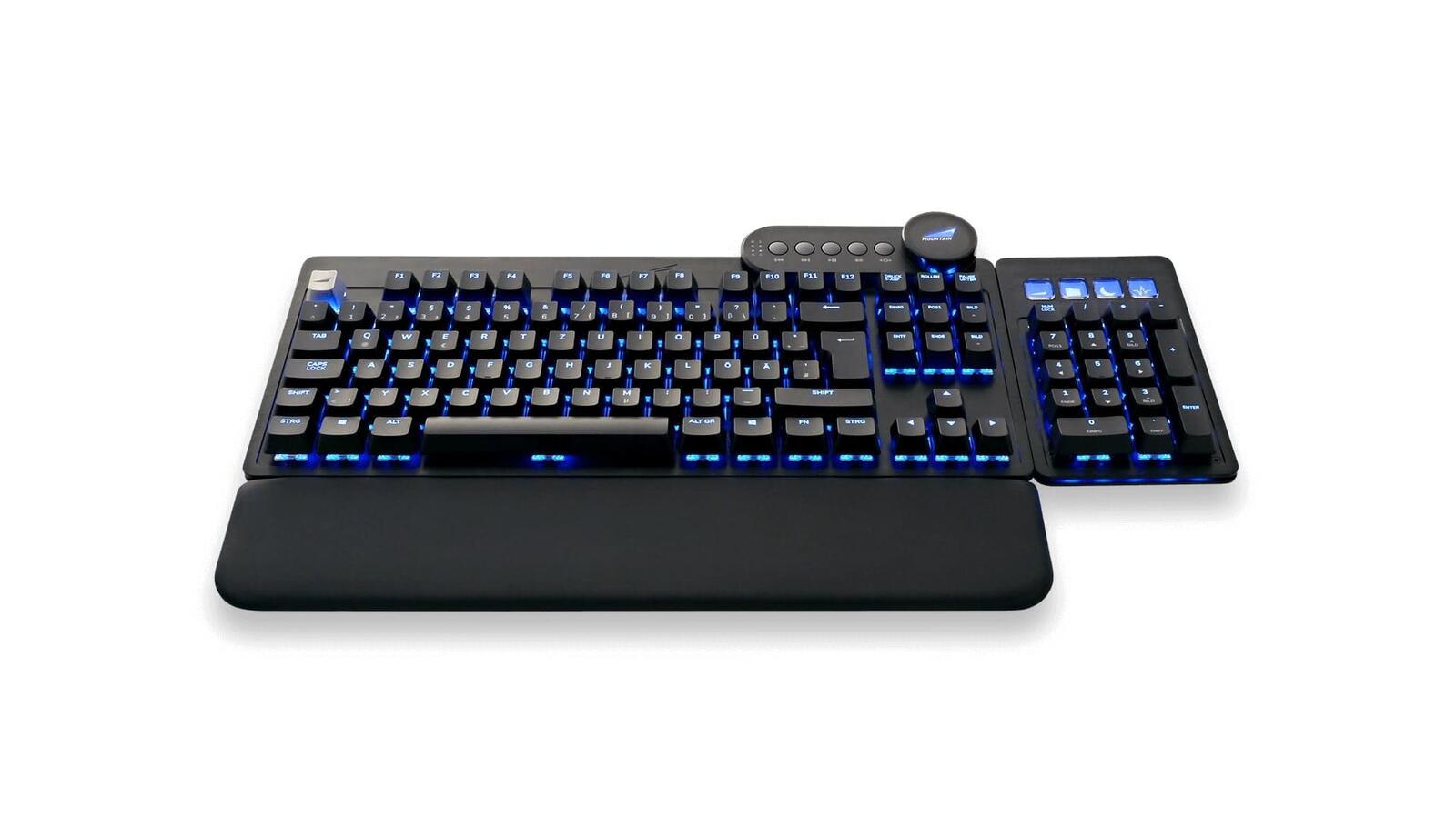 Mountain Everest Max Midnight Black - tastiera da gioco RGB con switch rossi di Cherry MX (Medianendock USB -A Hub Qwertz)