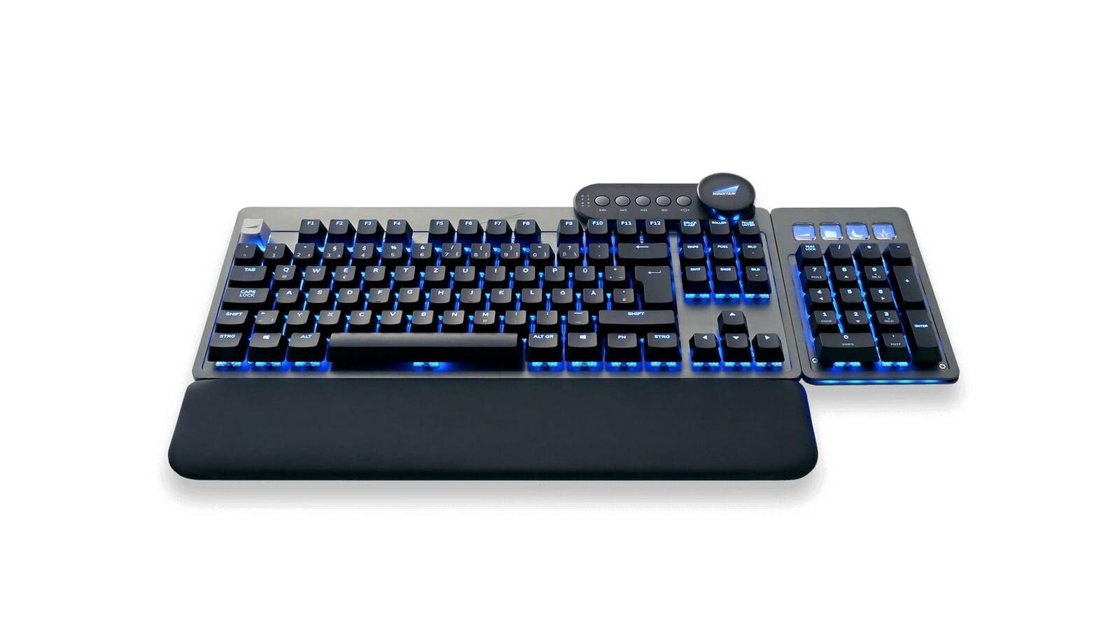 Mountain Everest Max Gunmetal Grey - tastiera da gioco RGB con switch rossi ciliegia MX (Medianendock USB -A Hub Qwertz)