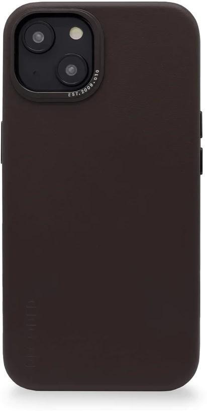 Cover posteriore in pelle Decoded per iPhone 14 marrone cioccolato