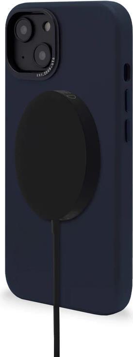 Cover posteriore in pelle Decoded per iPhone 14 Blu Acciaio