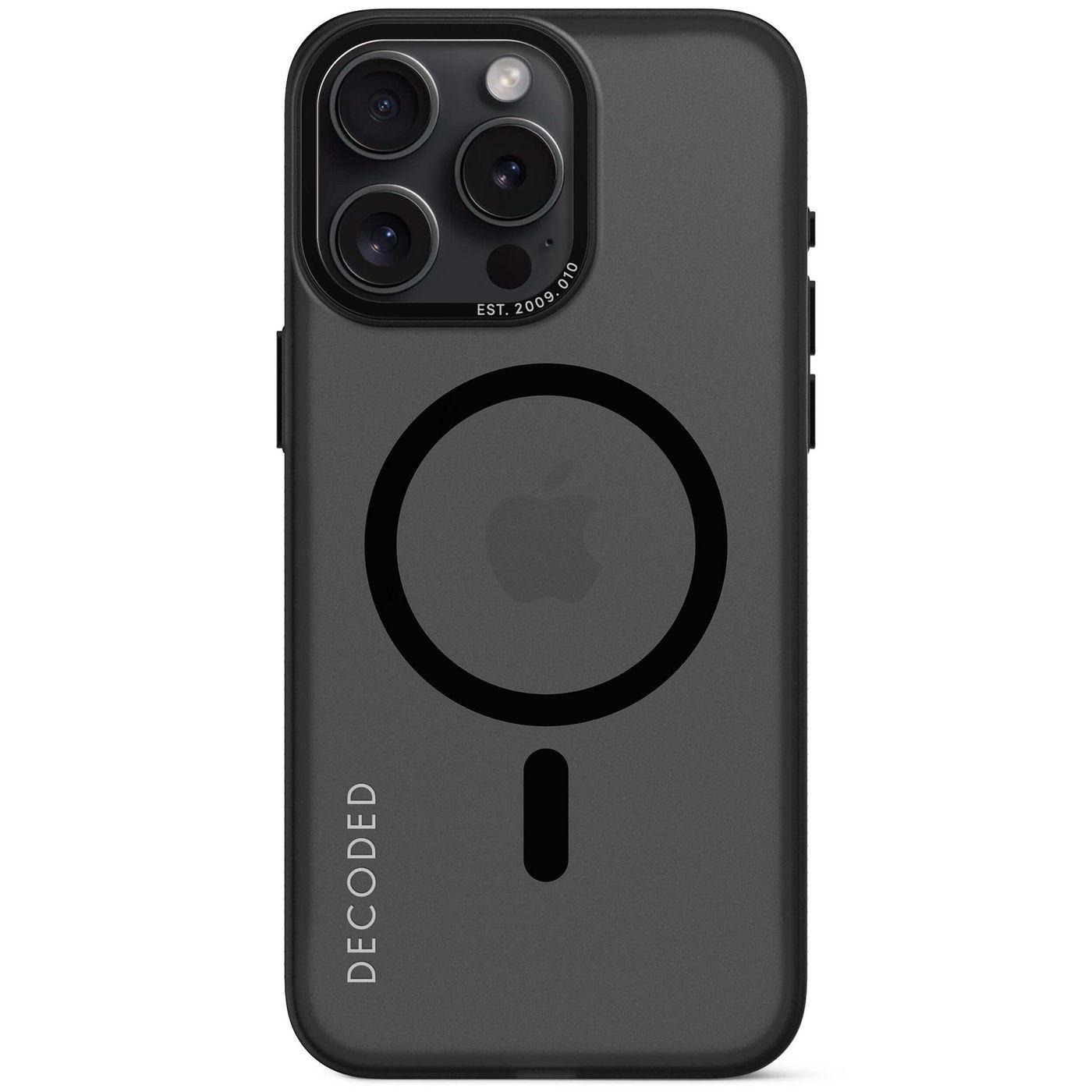 Cover posteriore in plastica riciclata decodificata per iPhone 15 Pro Max nera