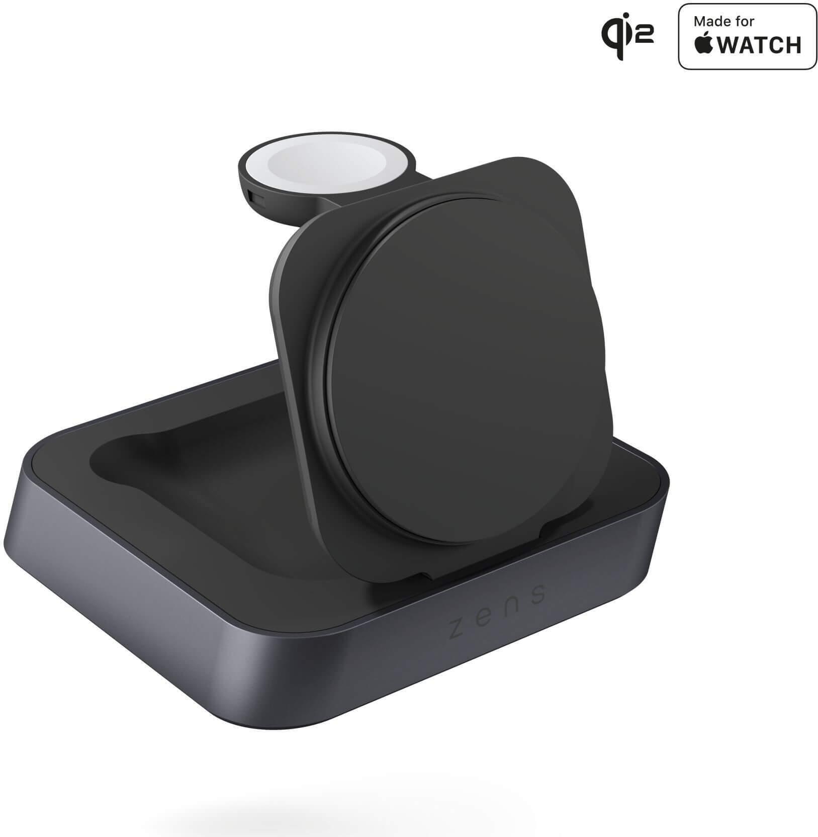Caricatore da comodino wireless magnetico Zens serie alluminio Pro 2 Qi2 nero