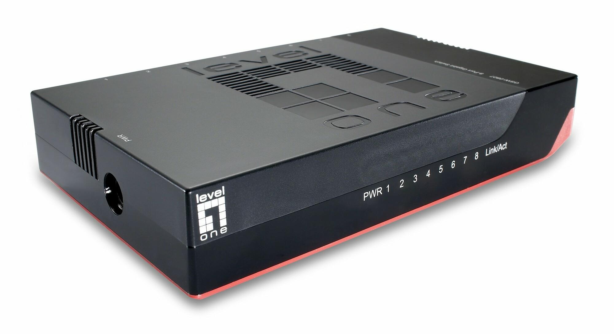 LevelOne GSW-0807 switch di rete Non gestito Gigabit Ethernet (10/100/1000) Nero, Rosso