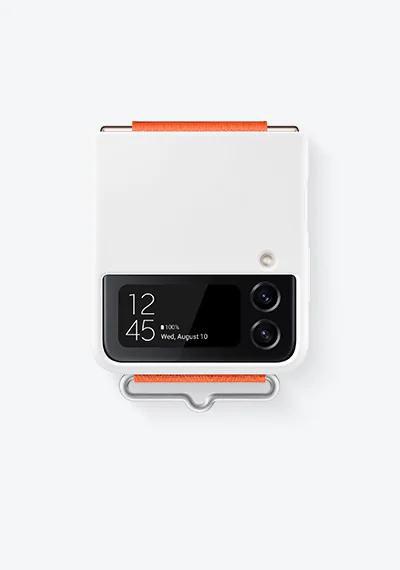 Samsung Silicone Cover with Strap per Galaxy Z Flip4 Bianco (Flip4 White Silicone Cover - With Strap - Warranty 24M)
