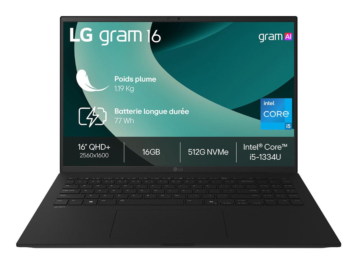 LG Gram 16Z90RU Intel® Core™ i5 i5-1334U Computer portatile 40,6 cm (16") WQXGA 16 GB LPDDR4x-SDRAM 512 GB SSD Wi-Fi 6E (802