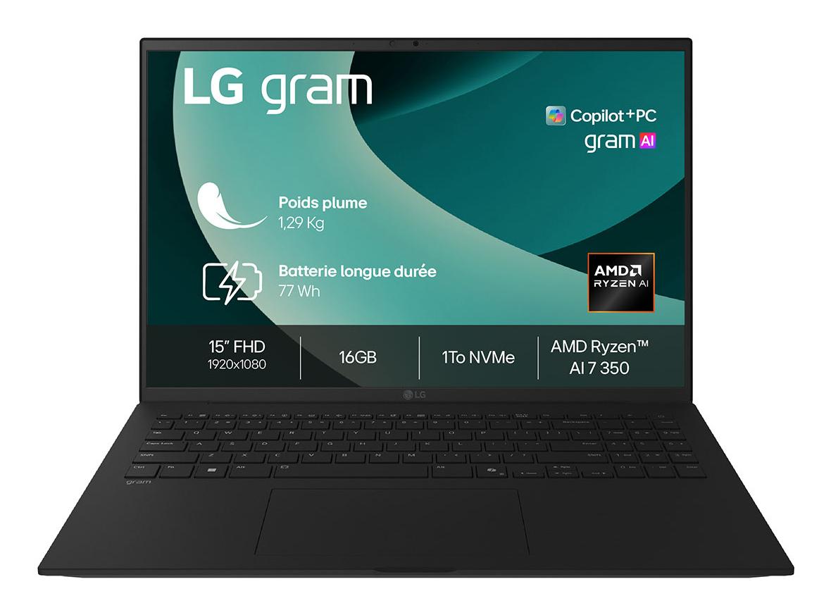 LG Gram 15Z80T Copilot+ PC AMD Ryzen AI 7 350 Computer portatile 39,6 cm (15.6") Full HD 16 GB LPDDR5x-SDRAM 1 TB SSD Wi-Fi 6E