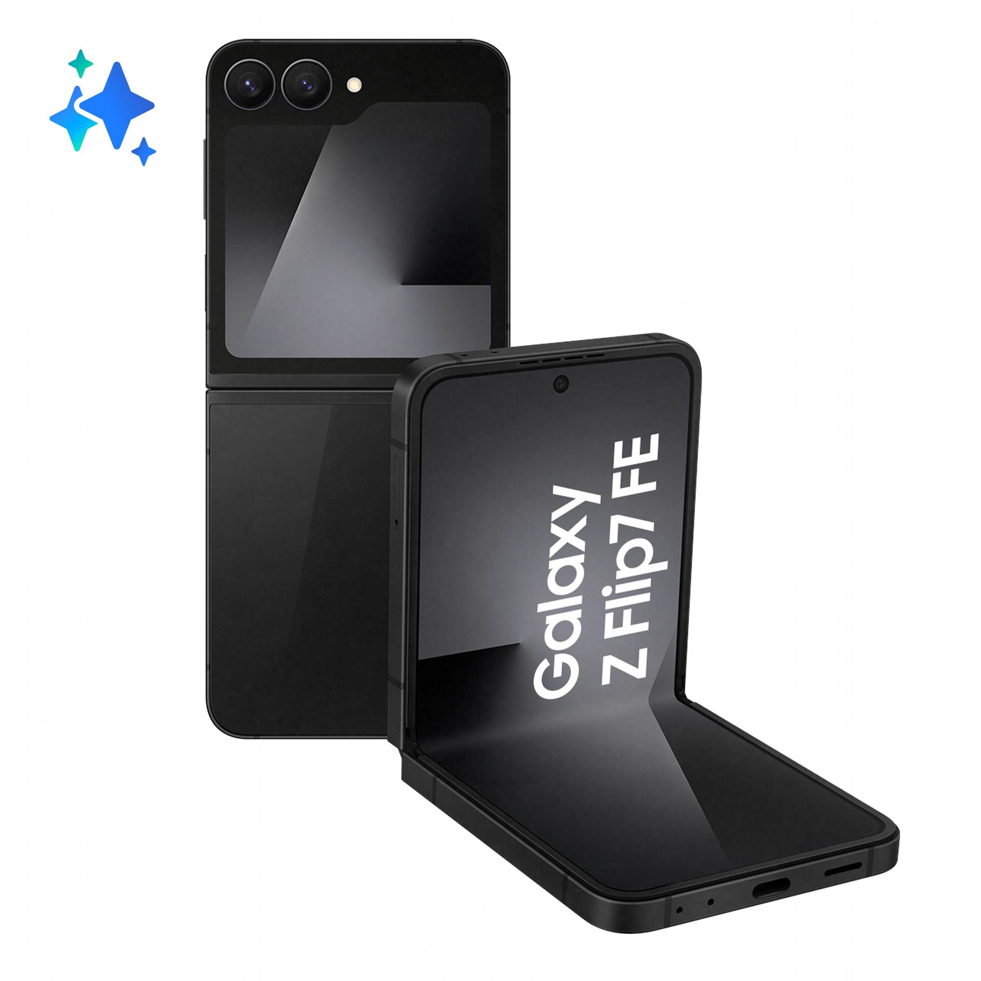 Samsung Galaxy Z Flip7 FE Smartphone AI, RAM 8GB, 256GB, Display 3,4" Super AMOLED/6,7" Dynamic AMOLED 2X, Fotocamera 50MP, Bla