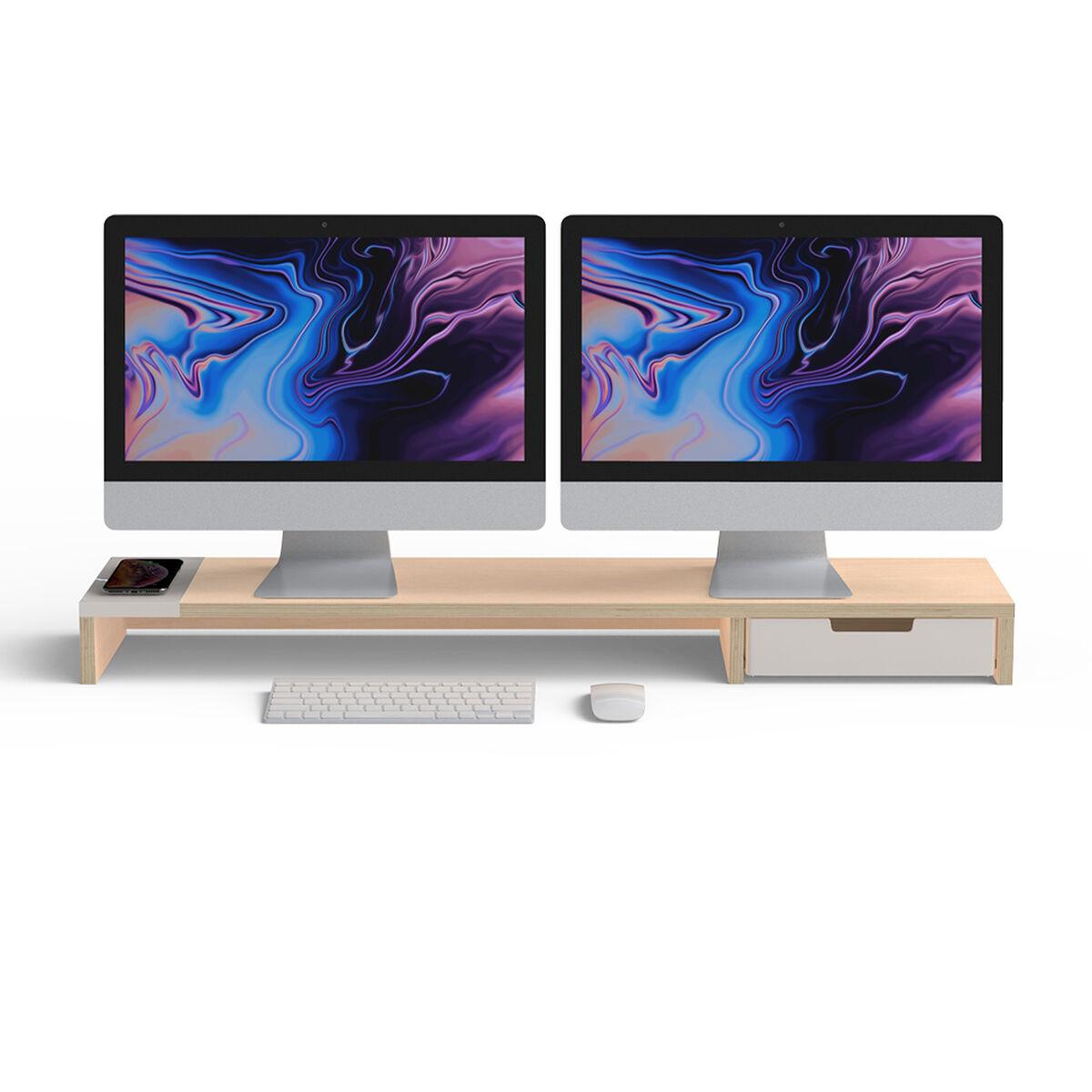 Supporto da Tavolo per Schermo Pout POUT-02501-02(W) 100 x 22 x 9 cm