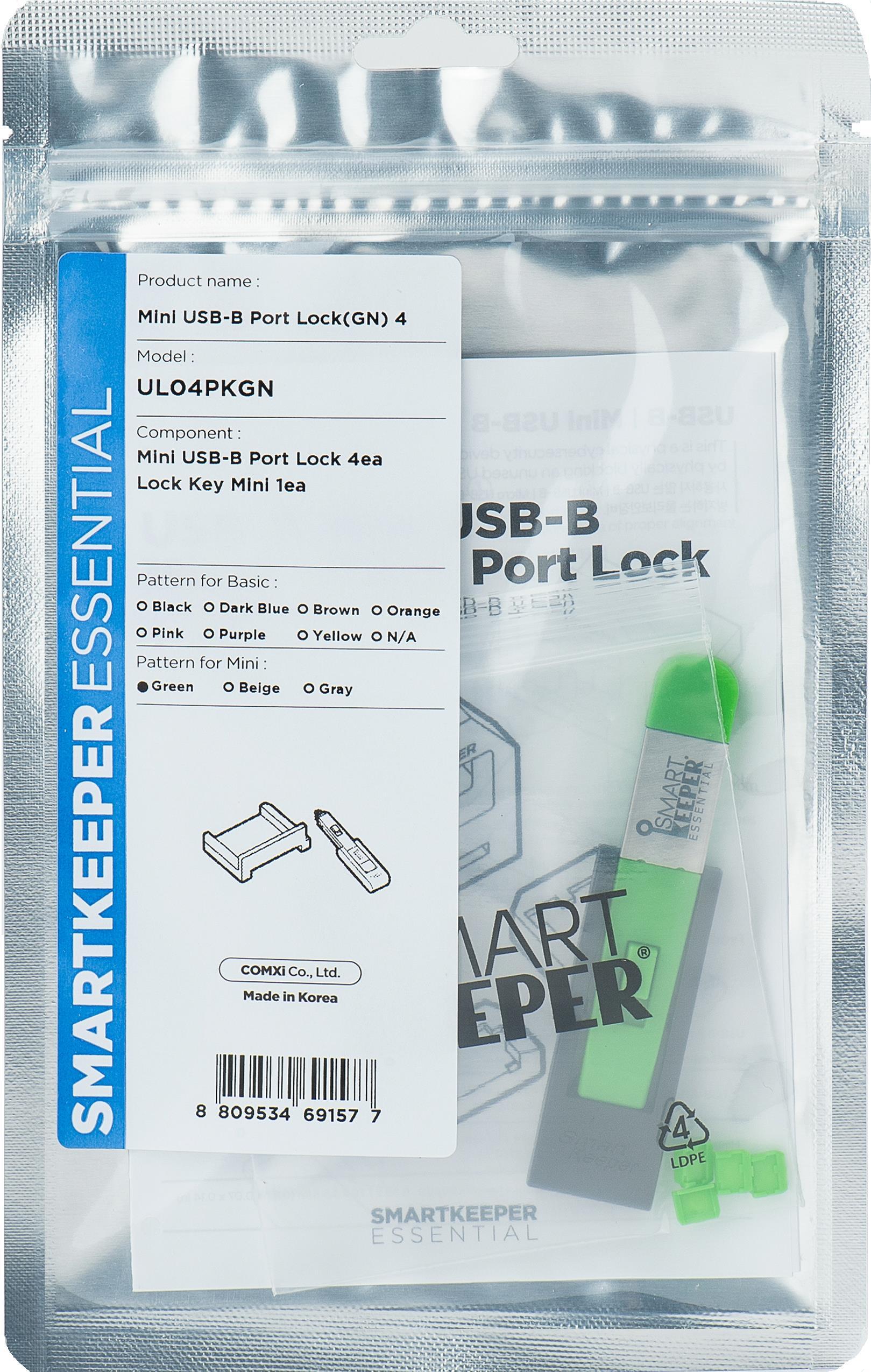 Smartkeeper UL04PKGN Interfaccia Blocco Blocco dell'interfaccia + Tasto Mini-USB Type-B Green Plastic 1 Piece (E) (UL04PKGN)