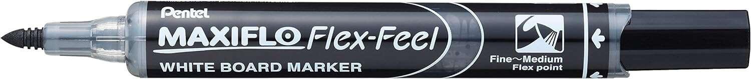 Pennarello per lavagna Pentel Maxiflo Flex-Feel - Punta flessibile 46 mm - Corsa da 1 a 5 mm - Erogazione inchiostro tramite st