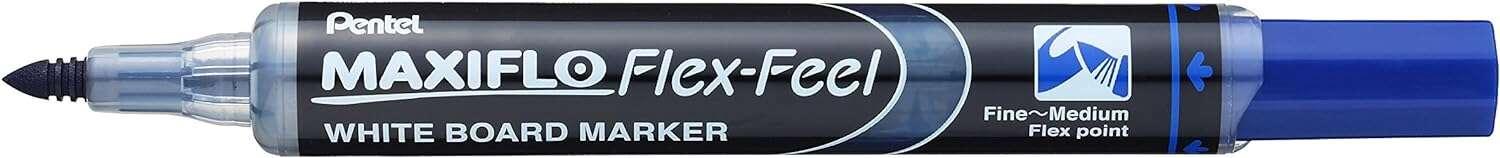 Pennarello per lavagna Pentel Maxiflo Flex-Feel - Punta flessibile 46 mm - Corsa da 1 a 5 mm - Dosaggio inchiostro tramite stan