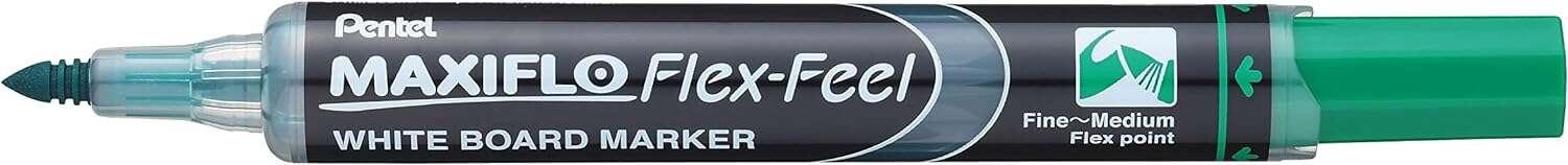 Pennarello per lavagna Pentel Maxiflo Flex-Feel - Punta flessibile 46 mm - Corsa da 1 a 5 mm - Dosaggio inchiostro tramite stan