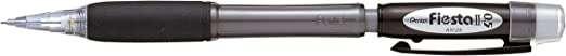 Pentel Fiesta II Portamine HB 05 mm con gomma - Include 2 ricariche - Impugnatura in gomma - Design ergonomico - Colore nero