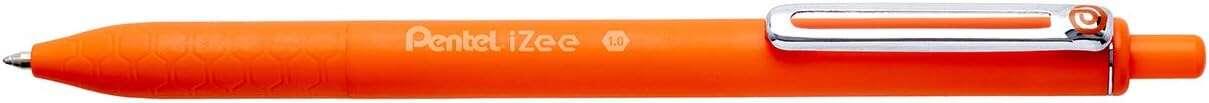 Penna a sfera retrattile Pentel iZee - Punta da 07 mm - Corsa da 035 mm - Clip in metallo - Colore arancione