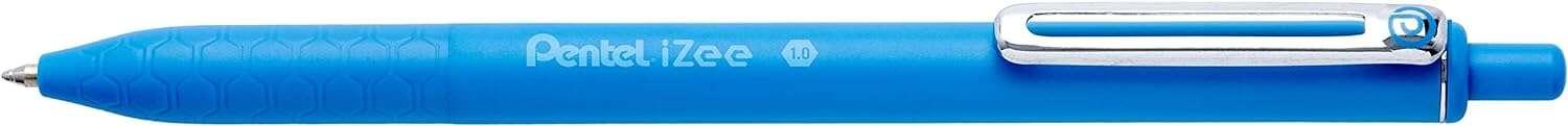 Penna a sfera retrattile Pentel iZee - Punta da 07 mm - Corsa da 035 mm - Clip in metallo - Colore azzurro