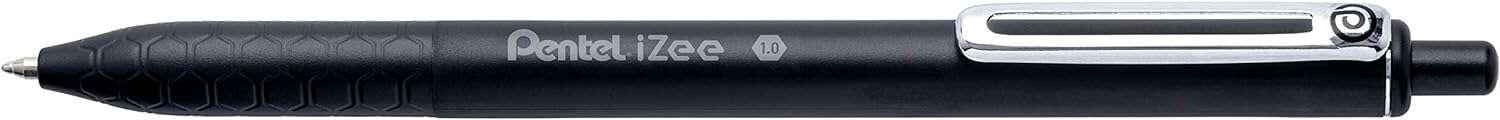 Penna a sfera retrattile Pentel iZee - Punta da 07 mm - Corsa da 035 mm - Clip in metallo - Colore nero