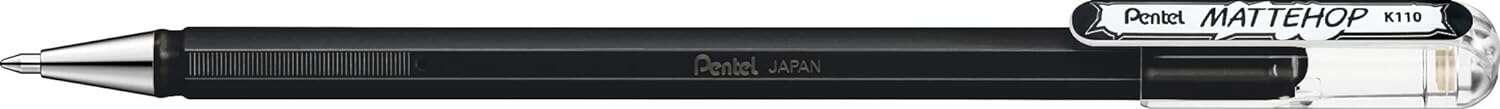 Penna a sfera Pentel Mattehop - Punta da 1 mm - Corsa da 05 mm - Inchiostro gel opaco - Realizzata con il 55% di materiali rici
