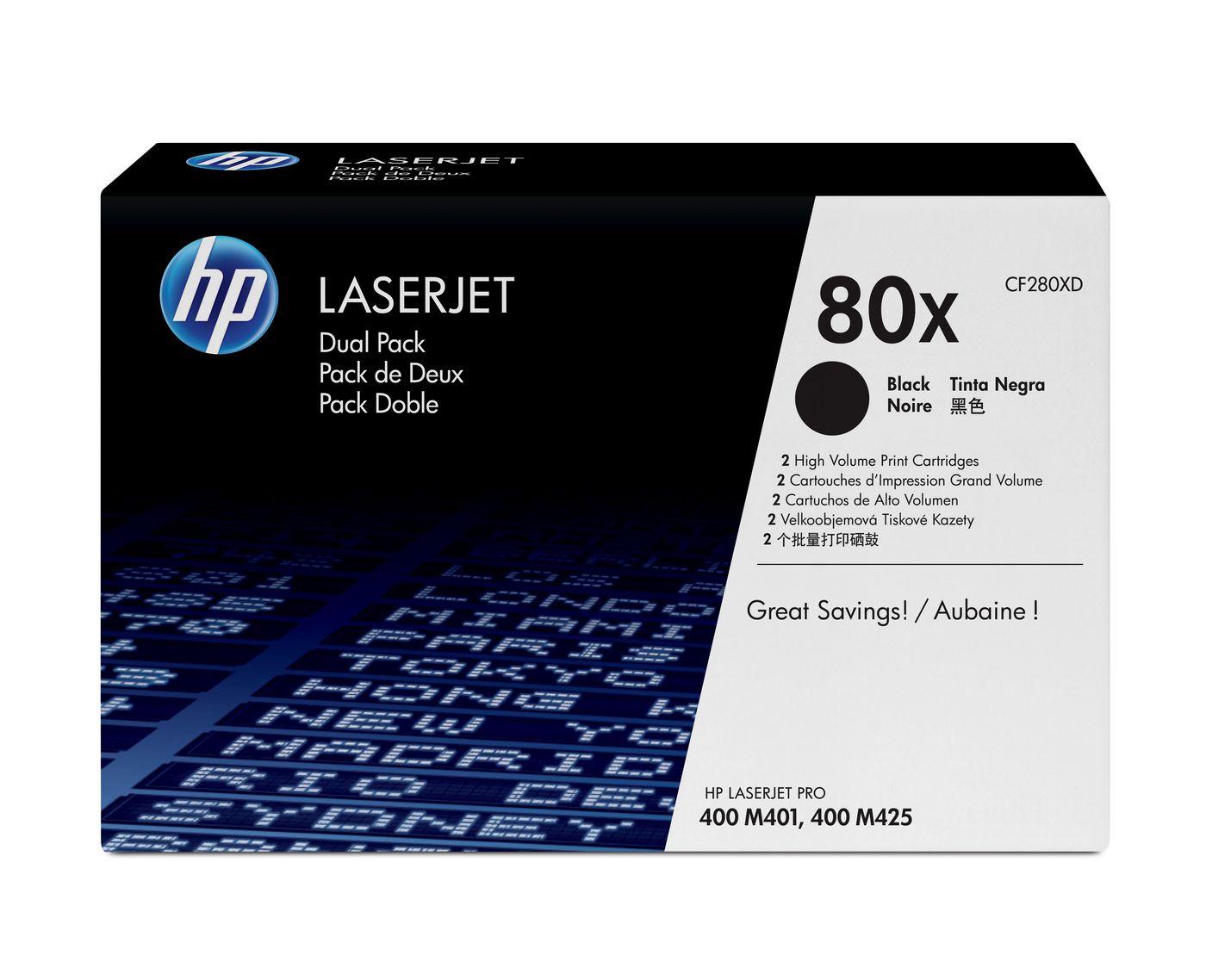 Toner HP 80X Originale Nero 2 pezzo(i) [CF280XD]