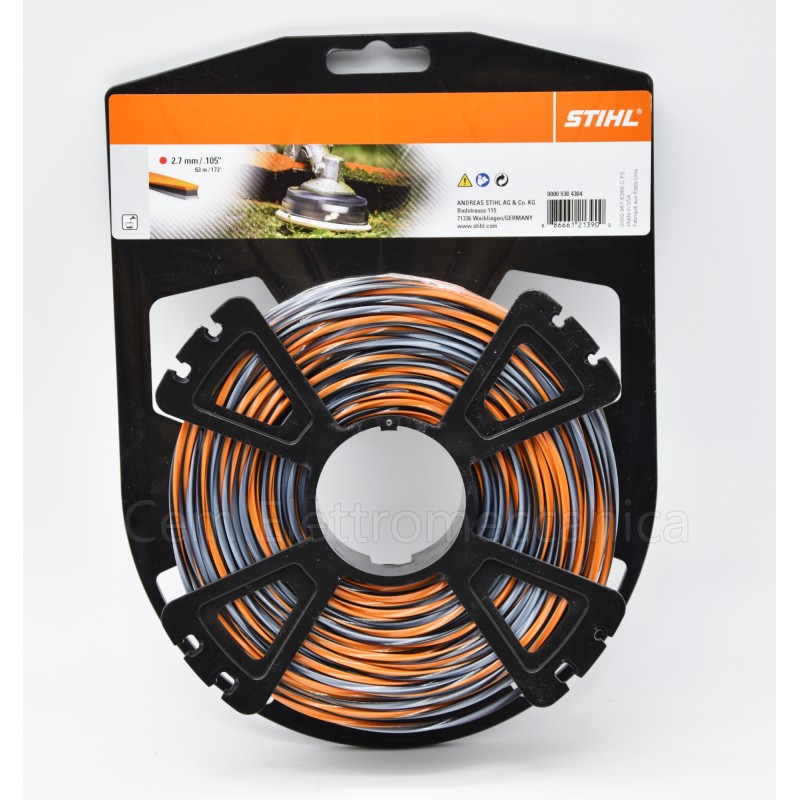 Filo di falciatura Stihl a forma di croce con contenuto di carbonio CF3 per rotolo 2,7 mm, 55 m