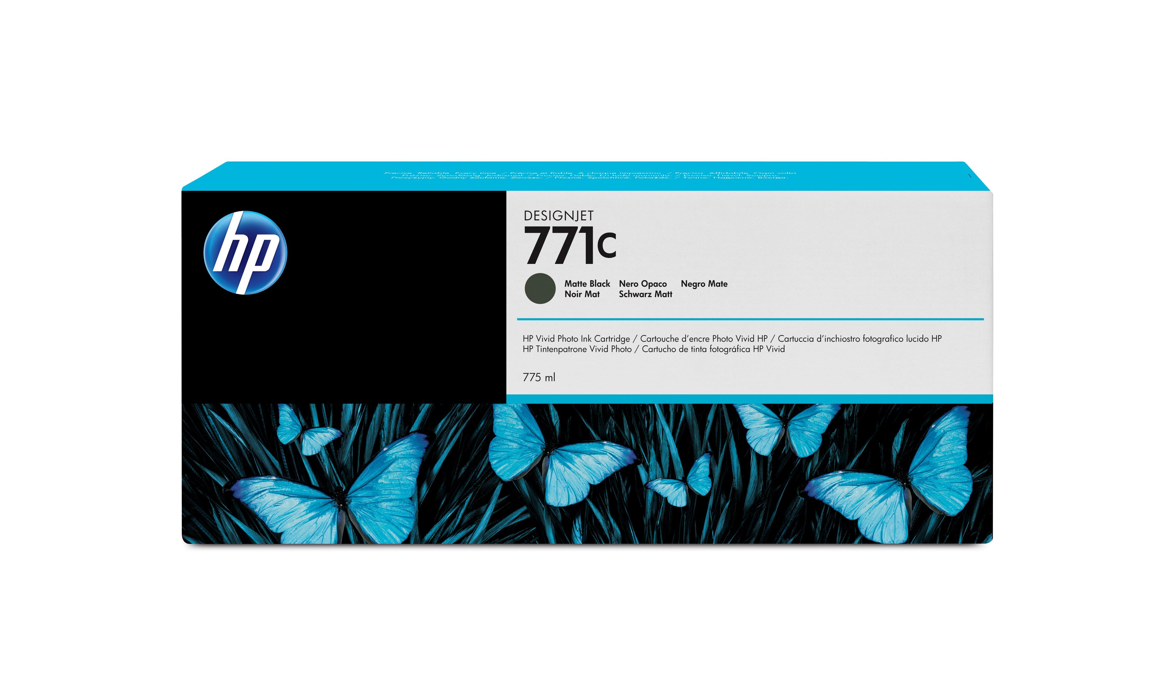 HP Cartuccia Inchiostro Nero Opaco DesignJet 771C, 775 ml