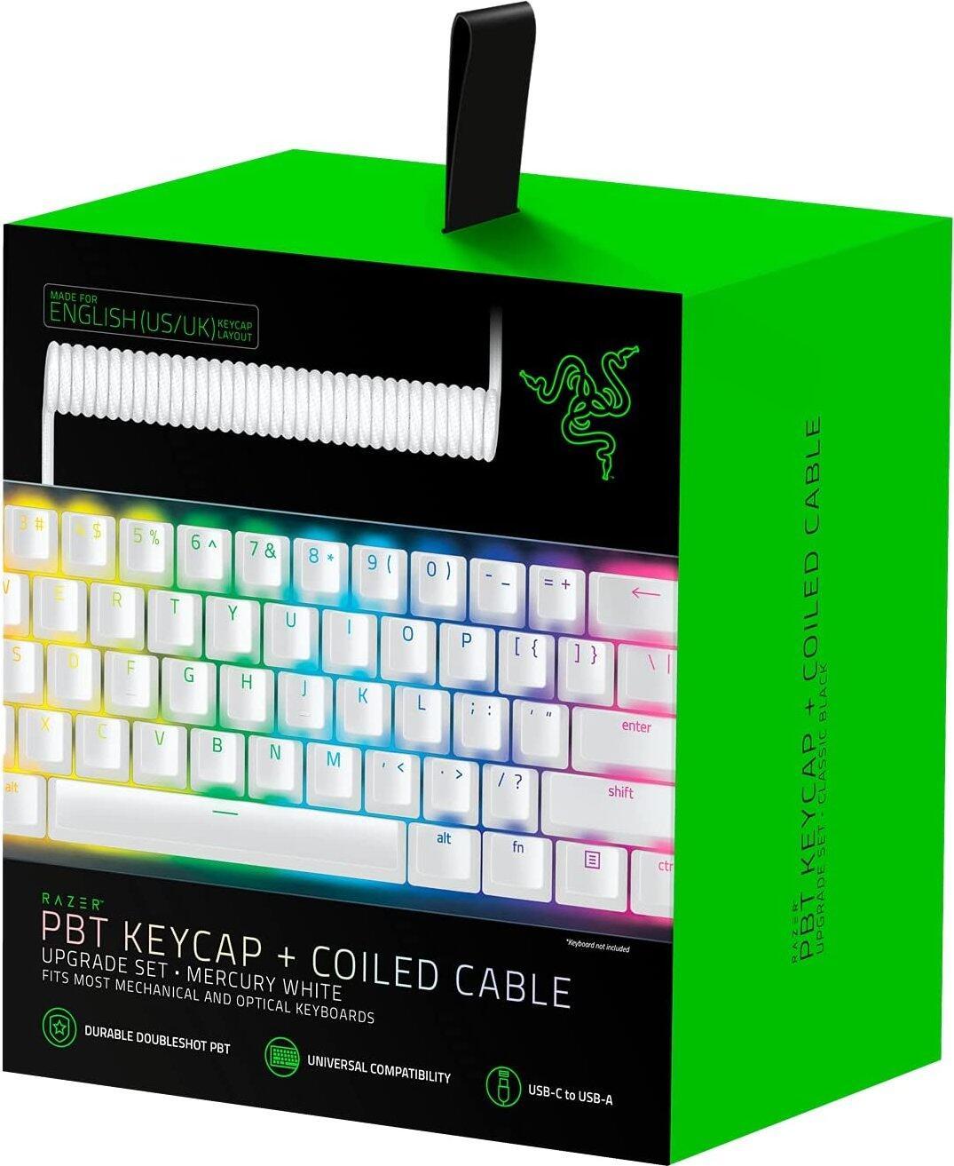 Razer RC21-01490900-R3M1 interruttore a chiave Bianco 120 pz (RAZER PBT KEYCAP + COILED CABLE WHITE)