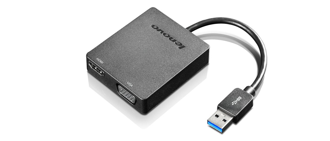 Lenovo Universal USB 3.0 to VGA/HDMI adattatore grafico USB Nero