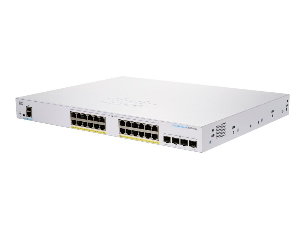 Cisco CBS250-24PP-4G Switch 24x RJ45 1000Mb/s PoE 4x SFP Rack 100W