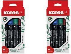 KORES Marker permanente "ECO XP2", punta a cuneo, resistenza alla linea Etui 4er: 3-5 mm, asciugatura rapida, tempo di tappo lu