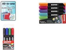 KORES M20902 permanente -Marker Rundspitze Brown - Azzurro - Gerra chiaro - Arancia - Pink - Violet 6 pezzi (M20902)