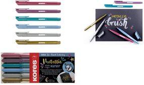 Kores Fiber Painter Punta Punta Marker Business in stile metallico in colori metallici, punta del pennello, ideale per - 1 pezz