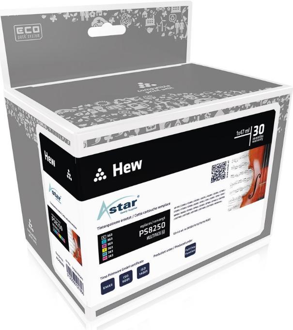 Astar - 6 -Pack - nero, giallo, ciano, magenta - cartuccia a inchiostro (corrisponde a: hp 363) - per HP Photosmart 3110, 8250,