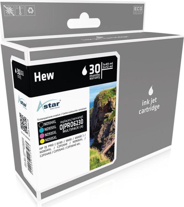 Astar - 4 -Pack - Nero, Giallo, Ciano, Magenta - Cartuccia a inchiostro (corrisponde a: HP 935XL) - per HP OfficeJet 6815, Offi