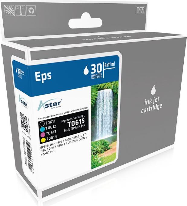 Astar - 4 -Pack - Nero, giallo, ciano, Magenta - Cartuccia a inchiostro (corrisponde a: Epson 88) - Per Epson Stylus D68, D88,