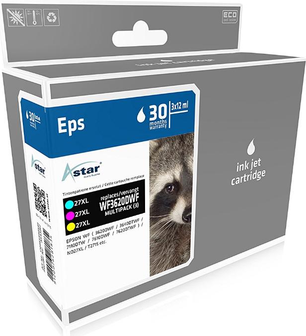 Astar - confezione da 3 - giallo ciano magenta - compatibile - cartuccia d'inchiostro (alternativa a Epson 27XL Epson T2715) -