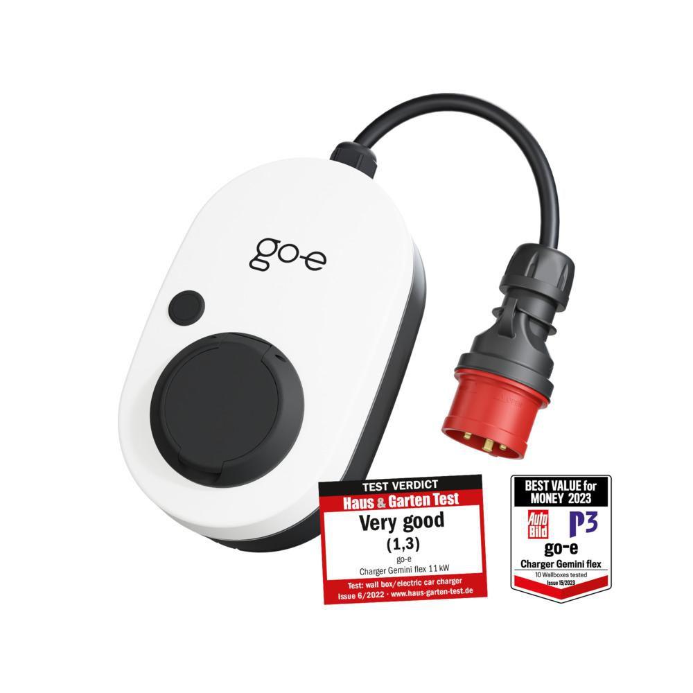 go-e Charger Gemini flex wallbox, 11kW, spina CEE rossa 16A, bianco