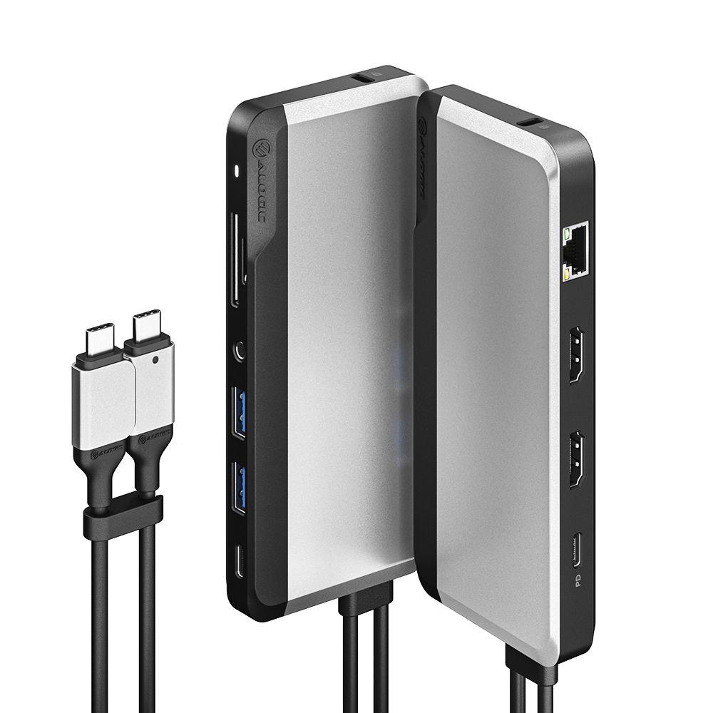 ALOGIC U2CSH-SGR replicatore di porte e docking station per laptop Cablato USB 3.2 Gen 1 3.1 Gen 1 Type-C Nero Argento (10-in-1