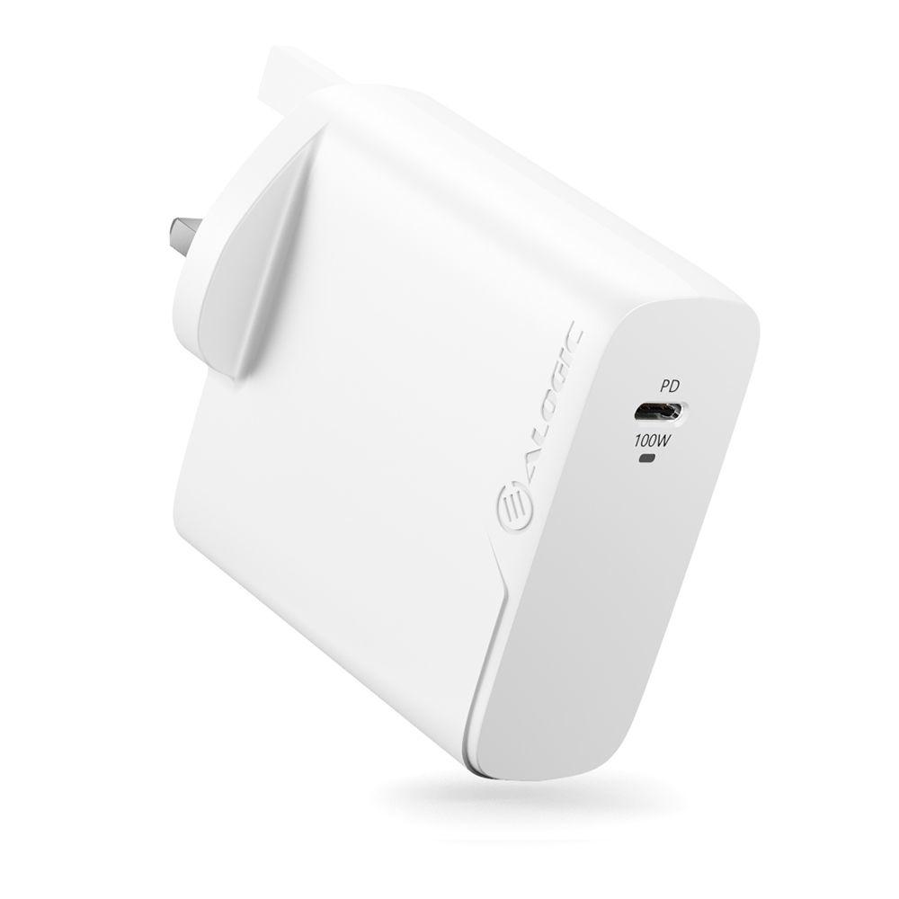 ALOGIC WCG1X100-UK Caricabatterie per dispositivi mobili Bianco Interno (1X100 Rapid Power100W GaN Charge 1Year warranty)