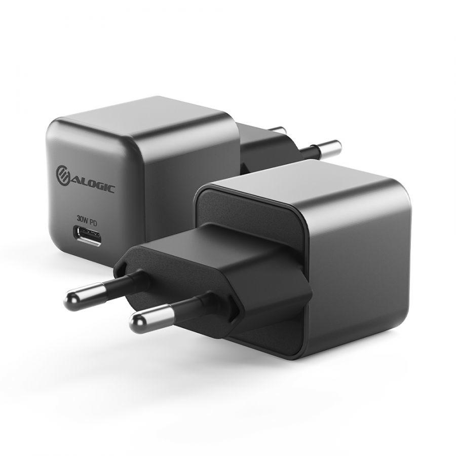 ALOGIC WCG1X30SGR-EU Caricabatterie per dispositivi mobili Telefono cellulare Computer portatile Smartphone Tablet Nero Grigio