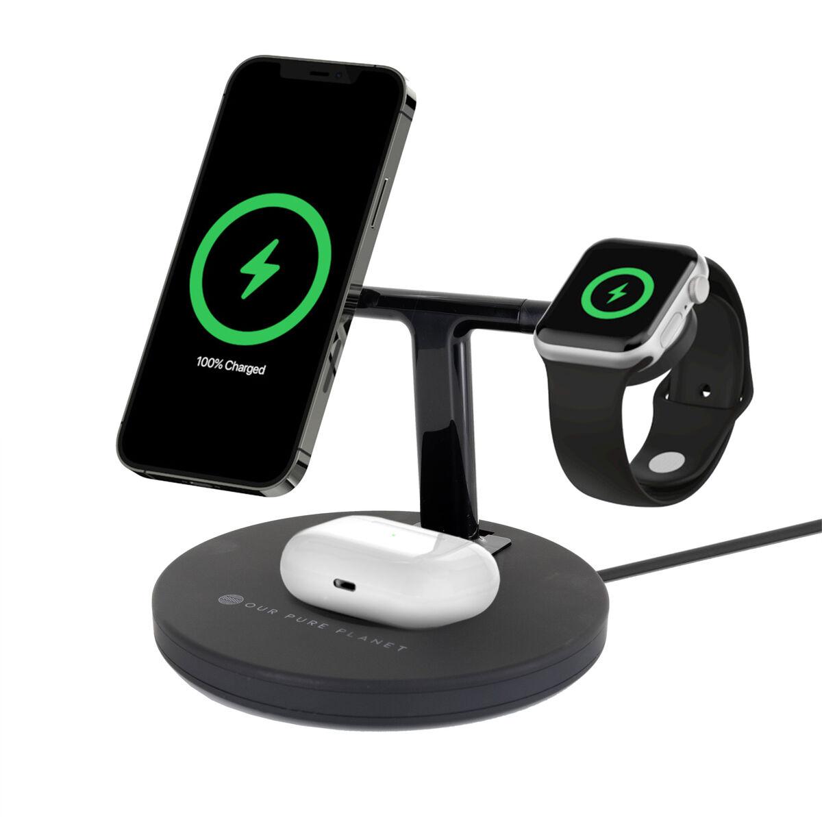 Our Pure Planet OPP128 Caricabatterie per dispositivi mobili Smartphone Nero dC Carica wireless Ricarica rapida Interno (3 IN 1