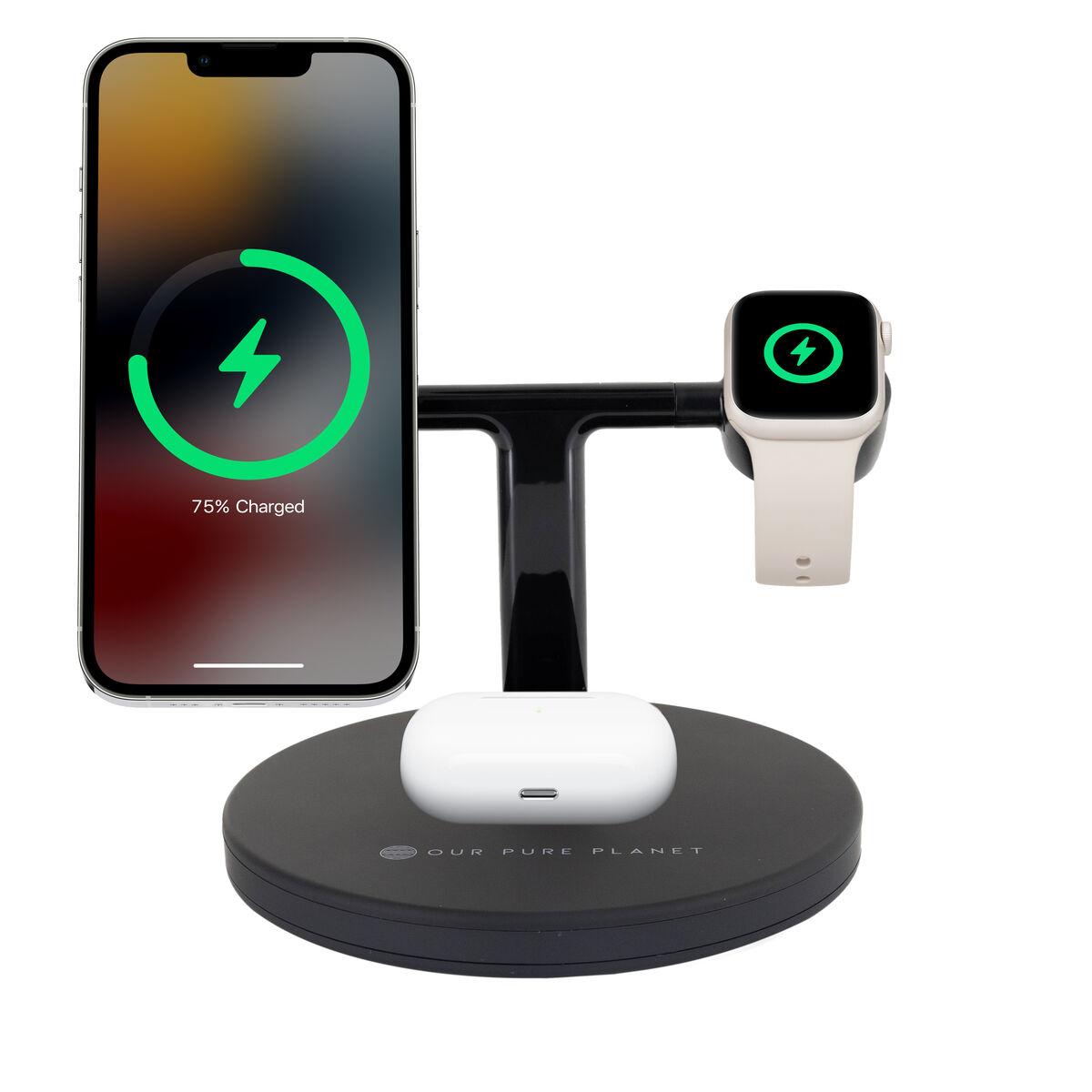 Our Pure Planet OPP128 Caricabatterie per dispositivi mobili Smartphone Nero dC Carica wireless Ricarica rapida Interno (3 IN 1