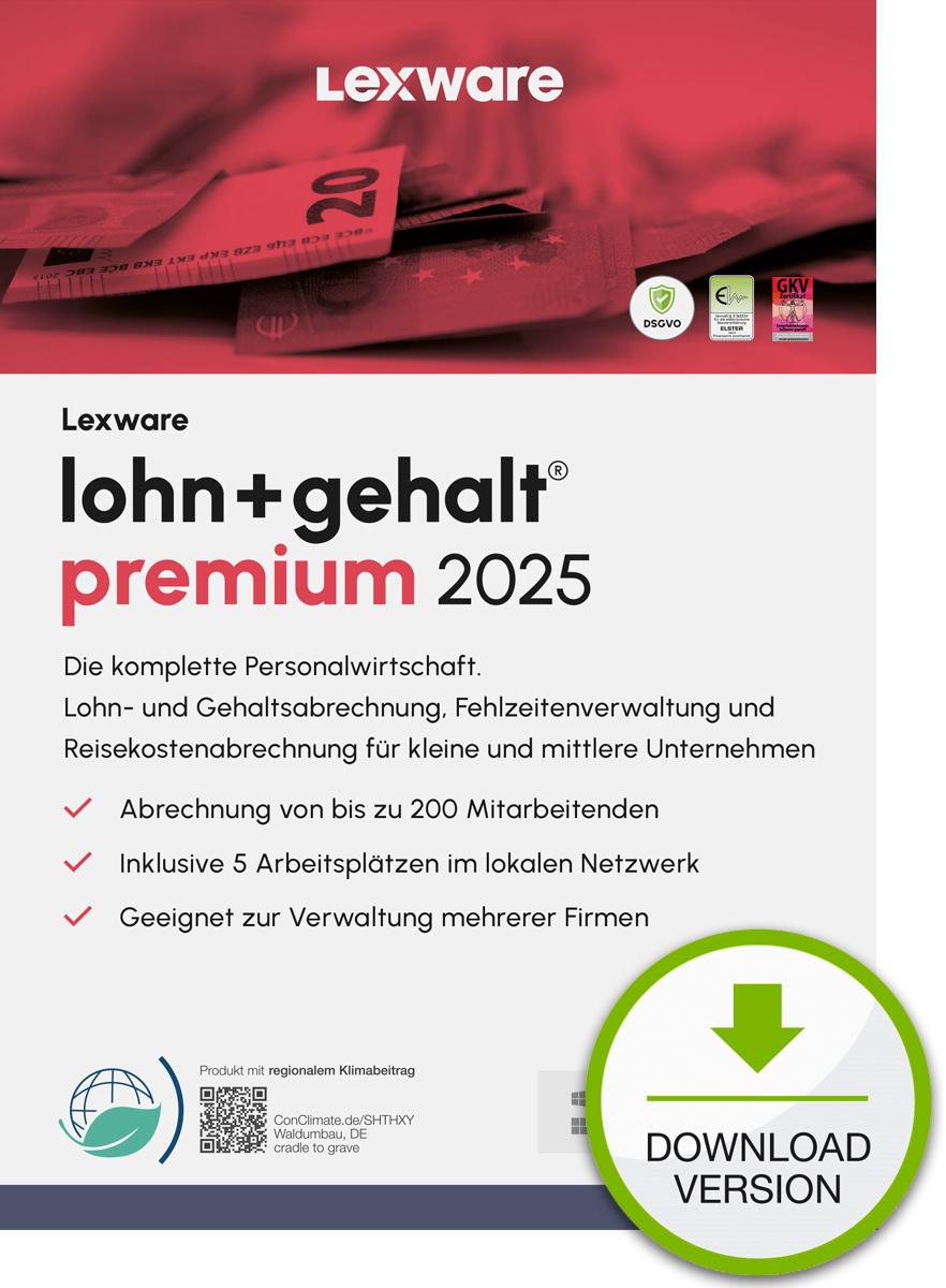 Lexware lohngehalt premium 2025 "unbegrenzte Laufzeit" Download Contabilità
