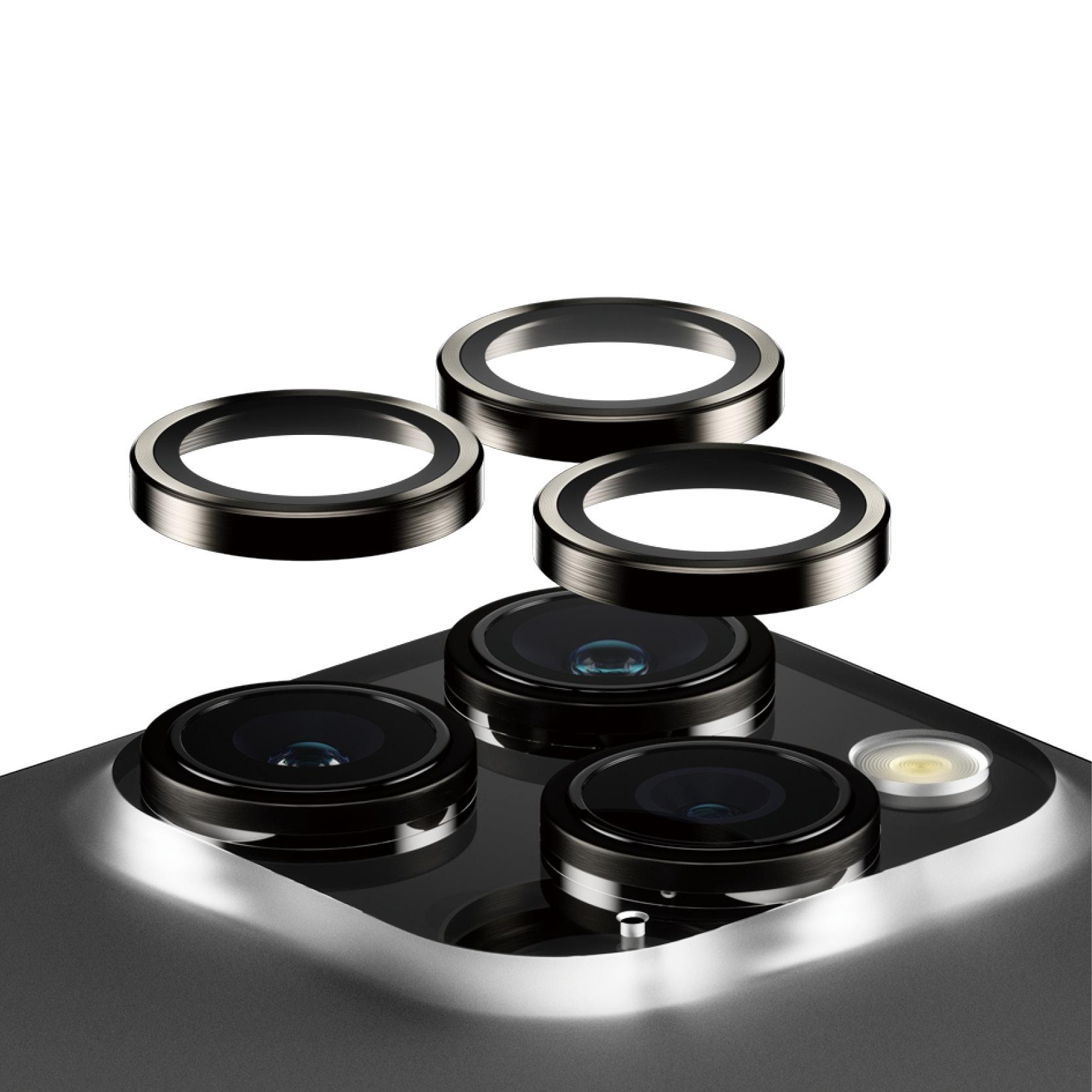 PanzerGlass Hoops Vetro Proteggi Fotocamera iPhone 15 Pro 15 Pro Max Black Metal