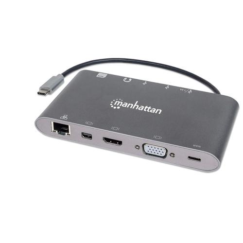 Manhattan 152808 replicatore di porte e docking station per notebook Cablato USB 3.2 Gen 1 (3.1 Gen 1) Type-C Argento