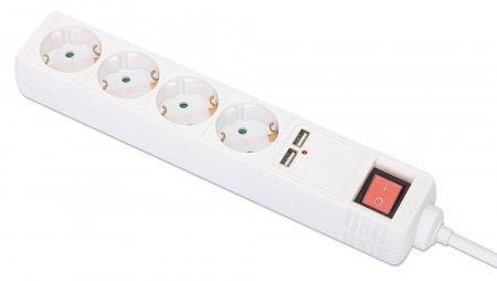 Manhattan 168342 prolunghe e multiple 2 m 4 presa(e) AC Interno Bianco