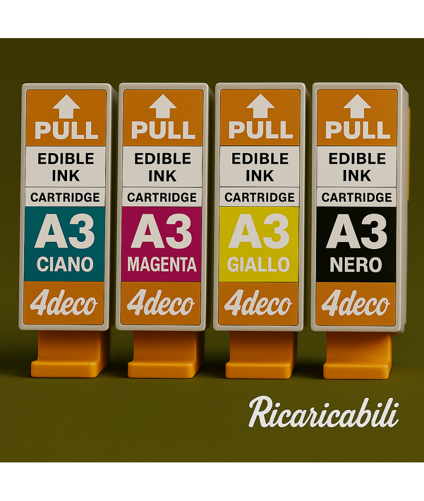 Kit 4 Cartucce Ricaricabili Inchiostro Decojet A3