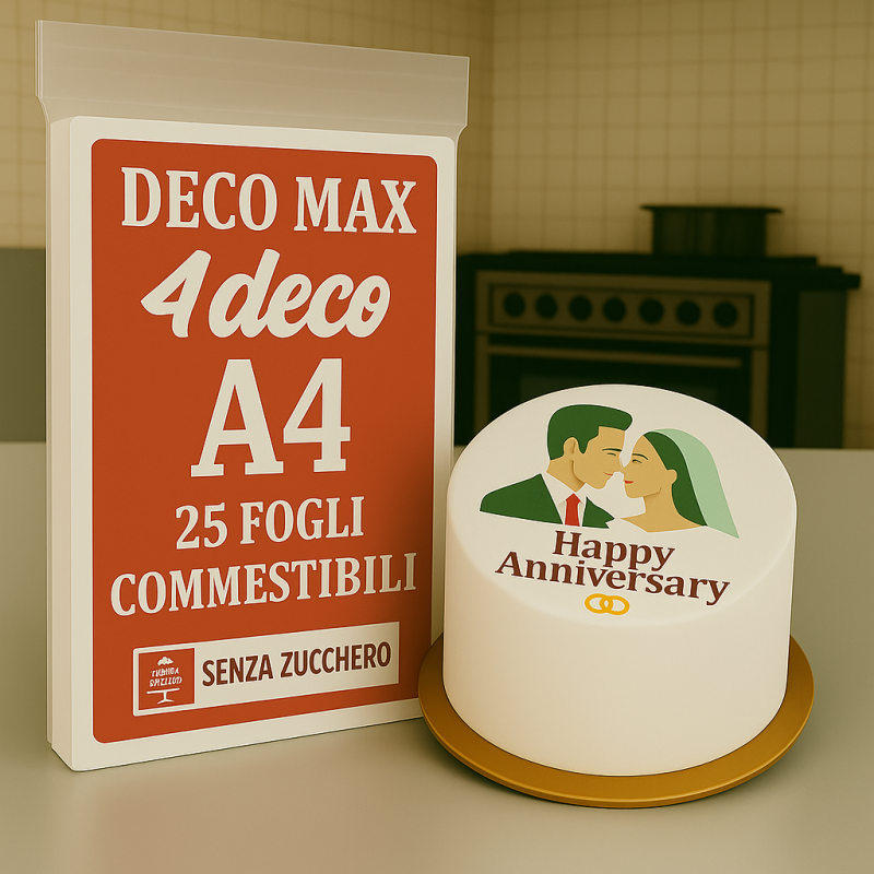 25 Fogli in Pasta di Zucchero A4 per Stampanti Alimentari - Cialda Edibile per Torte