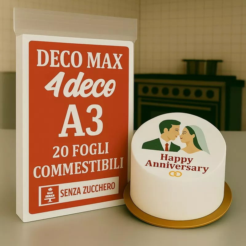 A3 – Senza Zucchero – Cialde Edibili / Fogli Pasta di Zucchero Deco Max – 20 Fogli A3 (42x29 cm)