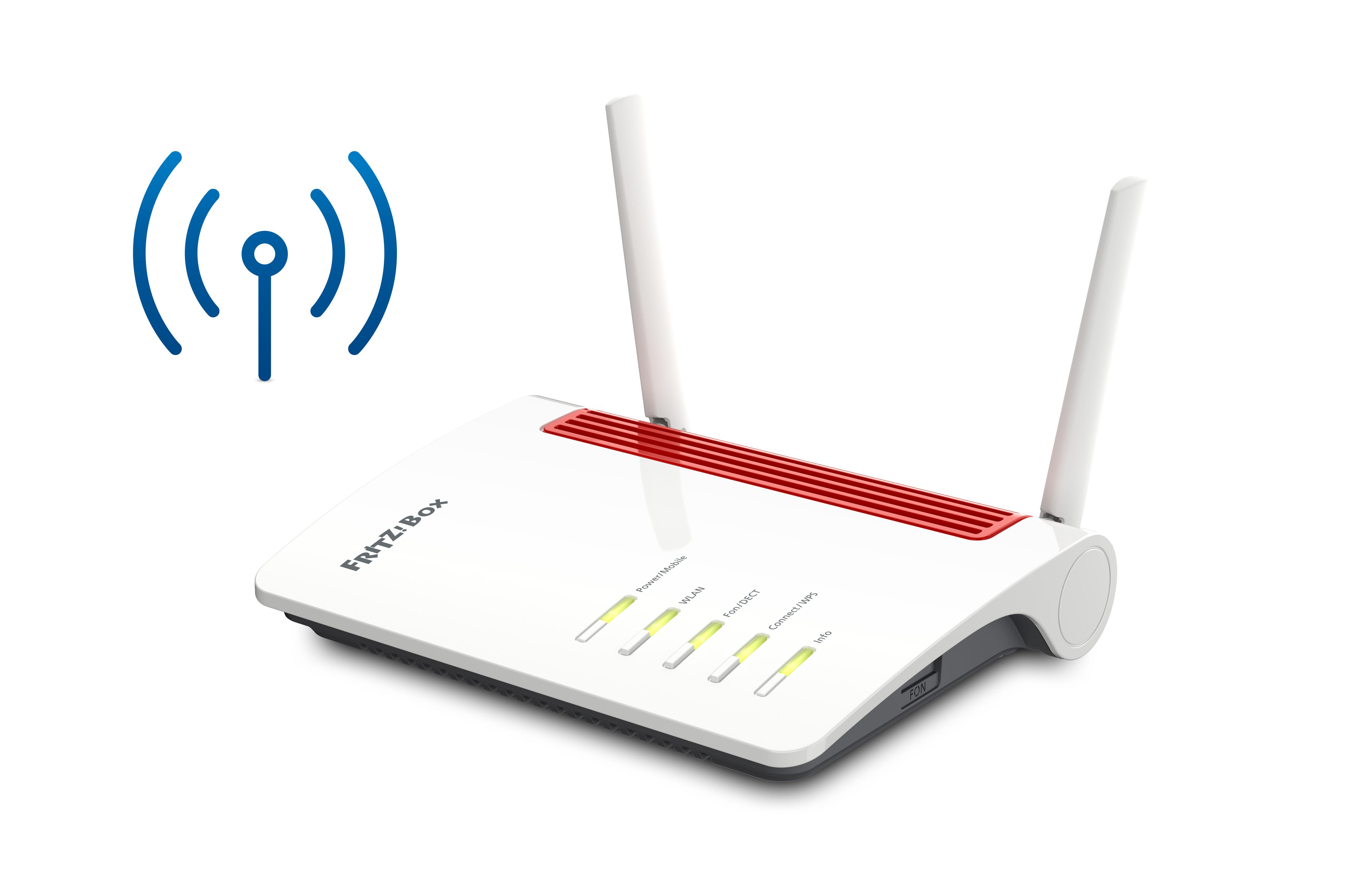 FRITZ!Box 6850 LTE router wireless Gigabit Ethernet Dual-band (2.4 GHz/5 GHz) 4G Rosso, Bianco
